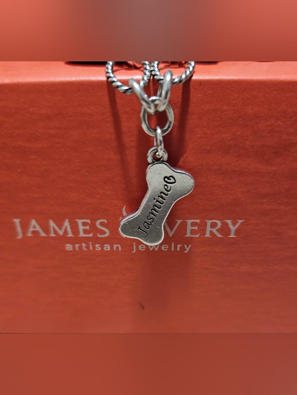 James Avery Dog Bone Engraved 'Jasmine' Sterling Silver Charm With Loop ✨️